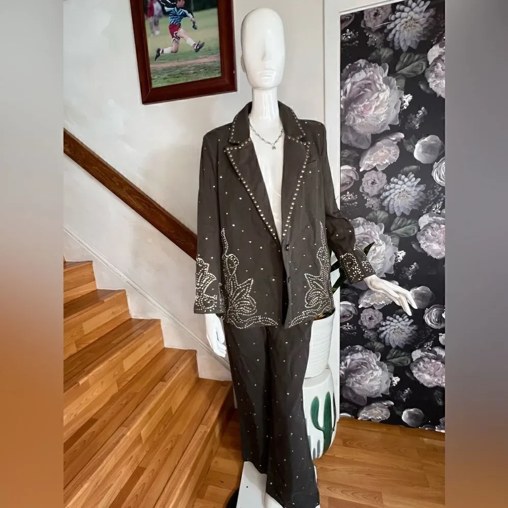 Free People Embellished Suit Set/ size 2